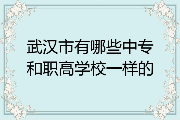 武汉市有哪些中专和职高学校一样的