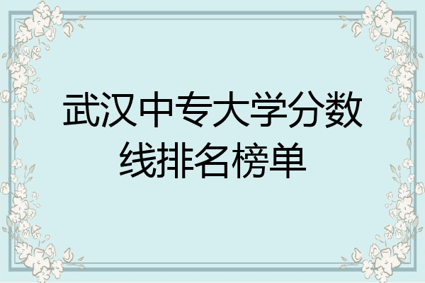武汉中专大学分数线排名榜单