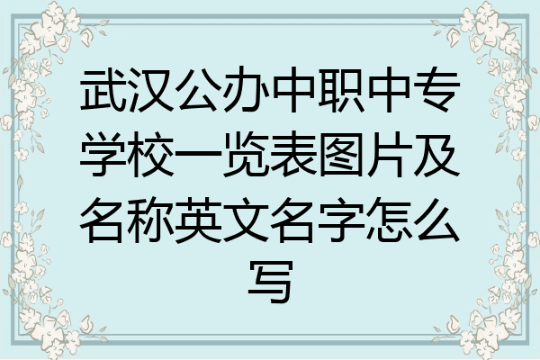 武汉公办中职中专学校一览表图片及名称英文名字怎么写