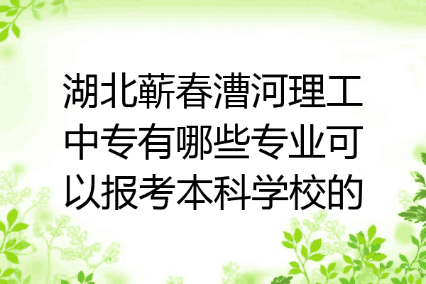 湖北蕲春漕河理工中专有哪些专业可以报考本科学校的