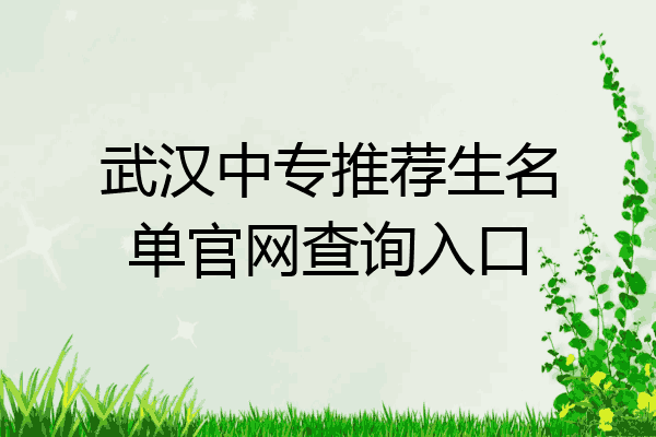 武汉中专推荐生名单官网查询入口