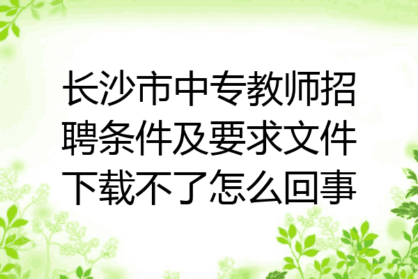 长沙市中专教师招聘条件及要求文件下载不了怎么回事