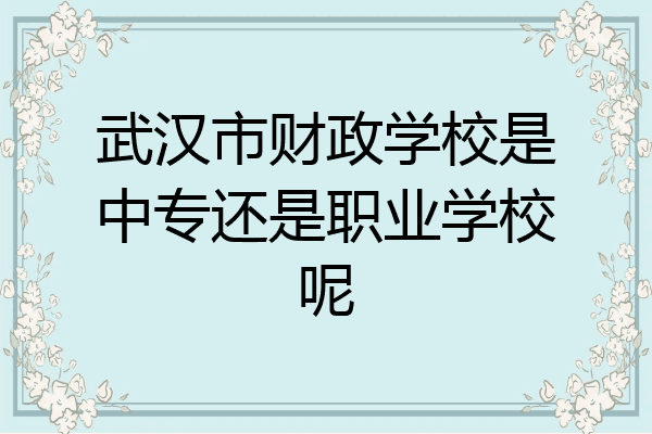 武汉市财政学校是中专还是职业学校呢