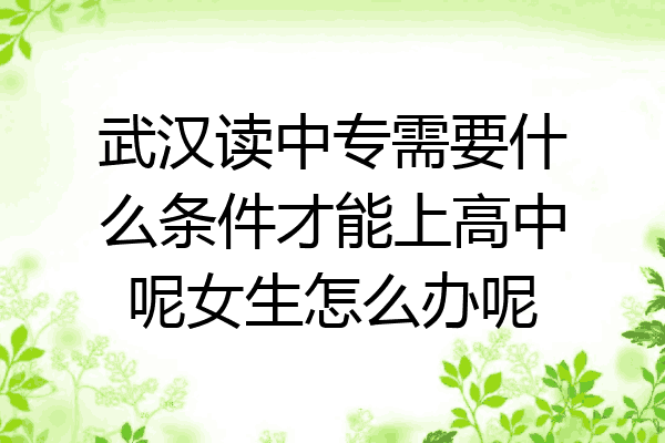 武汉读中专需要什么条件才能上高中呢女生怎么办呢