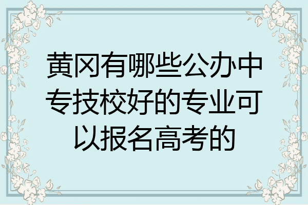 黄冈有哪些公办中专技校好的专业可以报名高考的