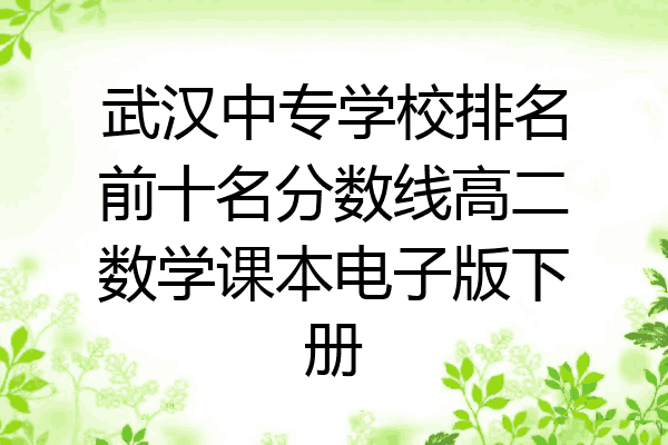 武汉中专学校排名前十名分数线高二数学课本电子版下册