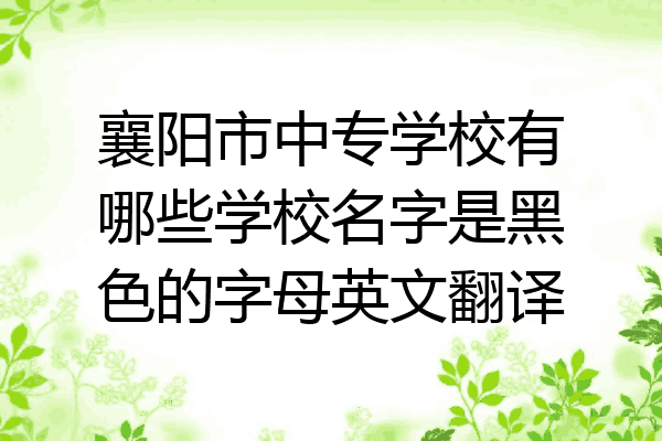 襄阳市中专学校有哪些学校名字是黑色的字母英文翻译