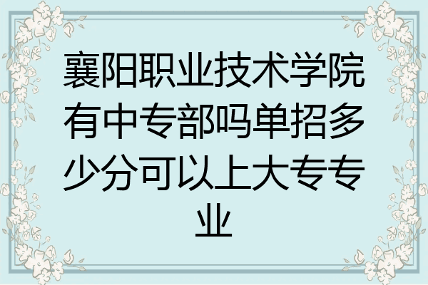 襄阳职业技术学院有中专部吗单招多少分可以上大专专业
