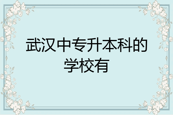 武汉中专升本科的学校有