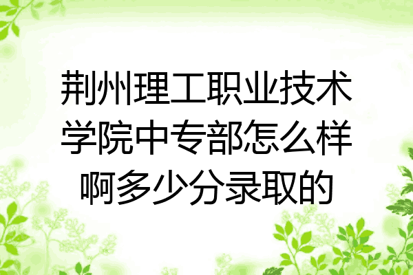 荆州理工职业技术学院中专部怎么样啊多少分录取的
