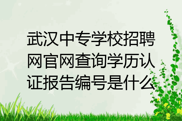 武汉中专学校招聘网官网查询学历认证报告编号是什么