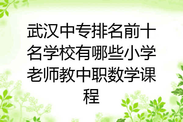 武汉中专排名前十名学校有哪些小学老师教中职数学课程