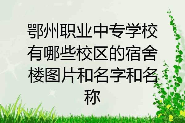 鄂州职业中专学校有哪些校区的宿舍楼图片和名字和名称