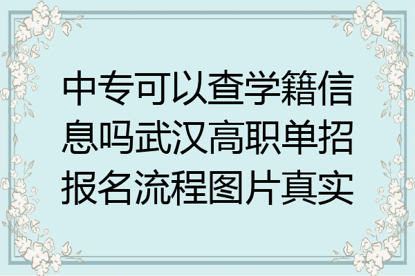中专可以查学籍信息吗武汉高职单招报名流程图片真实