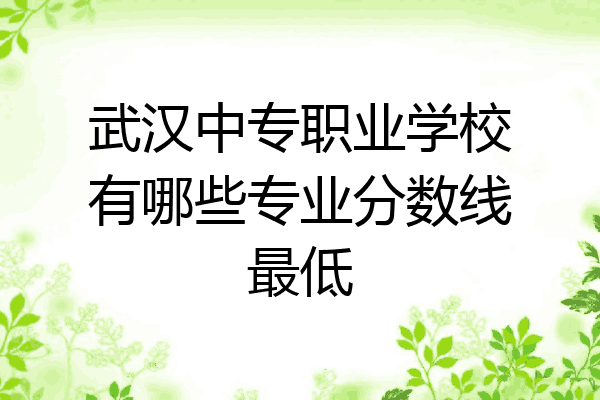 武汉中专职业学校有哪些专业分数线最低