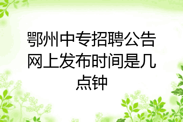 鄂州中专招聘公告网上发布时间是几点钟
