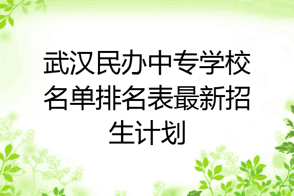 武汉民办中专学校名单排名表最新招生计划