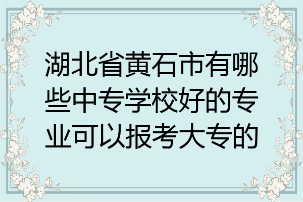 湖北省黄石市有哪些中专学校好的专业可以报考大专的