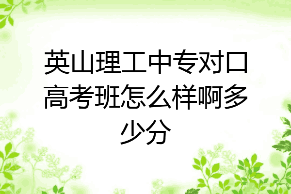 英山理工中专对口高考班怎么样啊多少分