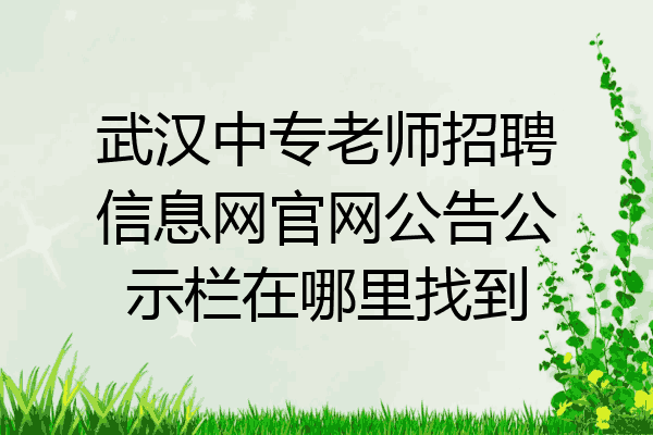 武汉中专老师招聘信息网官网公告公示栏在哪里找到