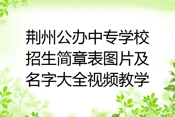 荆州公办中专学校招生简章表图片及名字大全视频教学