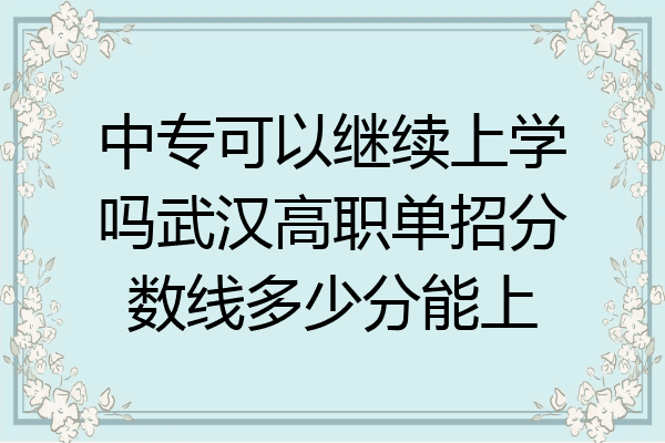 中专可以继续上学吗武汉高职单招分数线多少分能上