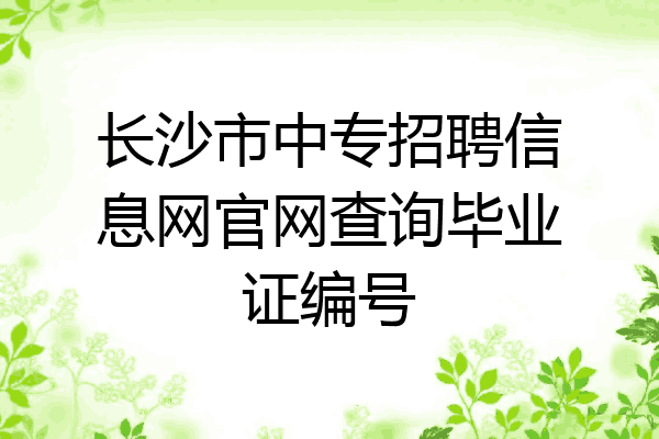 长沙市中专招聘信息网官网查询毕业证编号