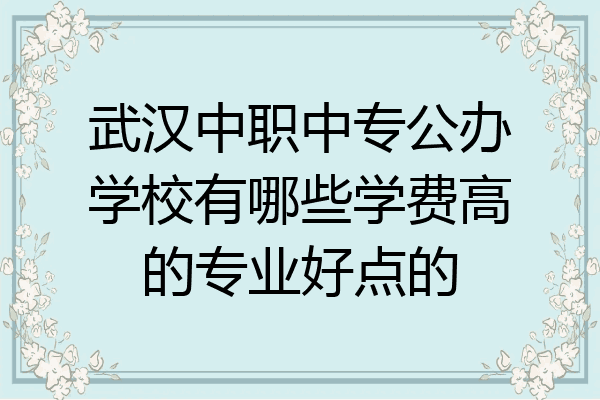 武汉中职中专公办学校有哪些学费高的专业好点的
