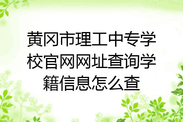 黄冈市理工中专学校官网网址查询学籍信息怎么查