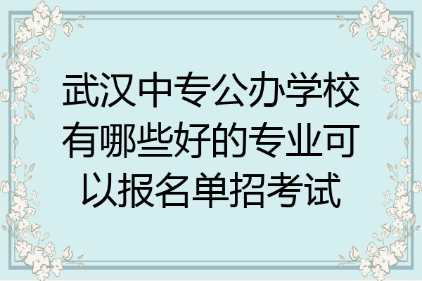 武汉中专公办学校有哪些好的专业可以报名单招考试