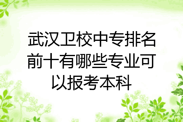 武汉卫校中专排名前十有哪些专业可以报考本科