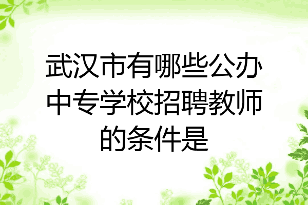 武汉市有哪些公办中专学校招聘教师的条件是