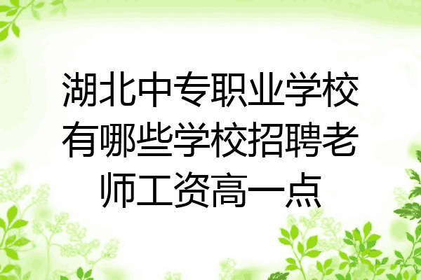 湖北中专职业学校有哪些学校招聘老师工资高一点