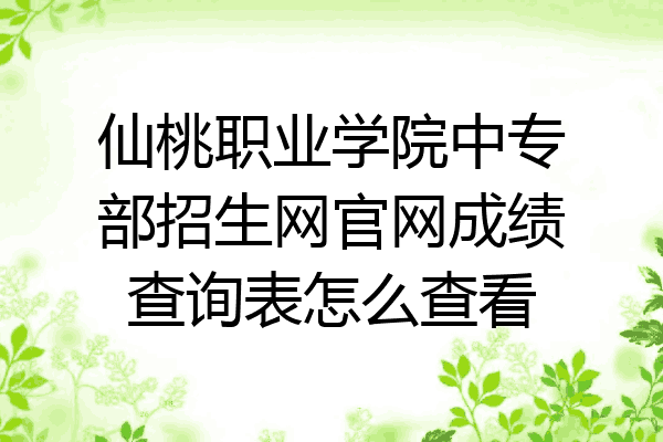 仙桃职业学院中专部招生网官网成绩查询表怎么查看