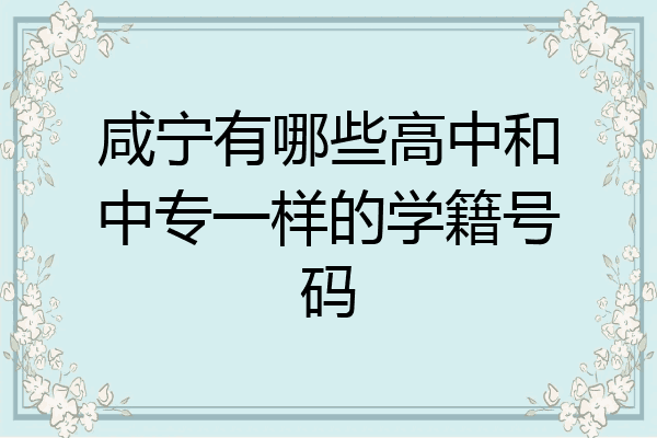 咸宁有哪些高中和中专一样的学籍号码