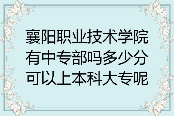 襄阳职业技术学院有中专部吗多少分可以上本科大专呢