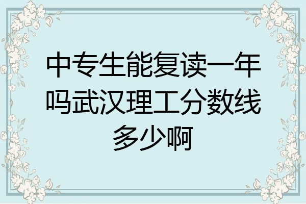 中专生能复读一年吗武汉理工分数线多少啊