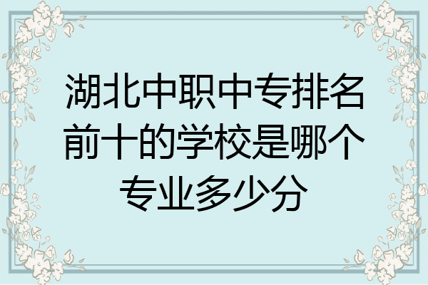 湖北中职中专排名前十的学校是哪个专业多少分