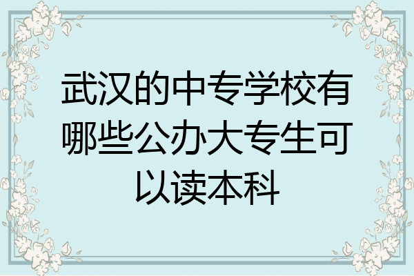 武汉的中专学校有哪些公办大专生可以读本科