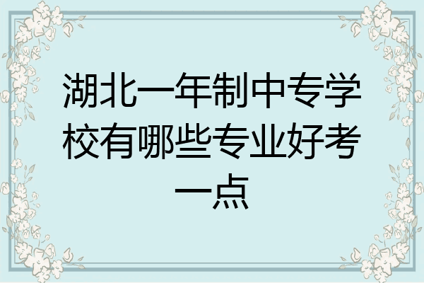 湖北一年制中专学校有哪些专业好考一点