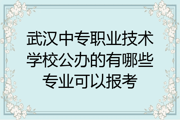 武汉中专职业技术学校公办的有哪些专业可以报考
