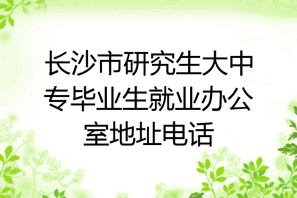 长沙市研究生大中专毕业生就业办公室地址电话