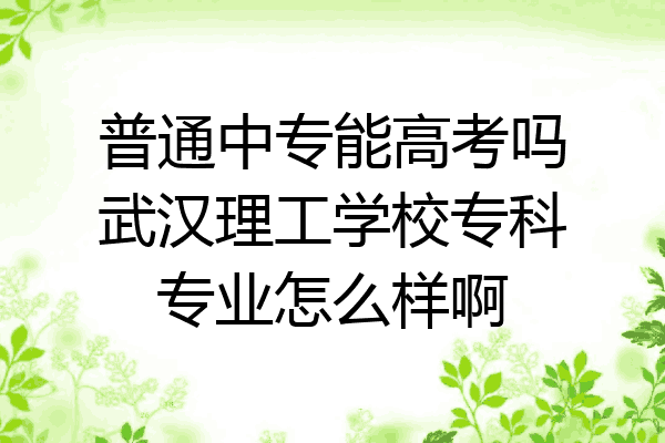 普通中专能高考吗武汉理工学校专科专业怎么样啊
