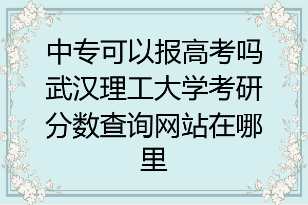 中专可以报高考吗武汉理工大学考研分数查询网站在哪里