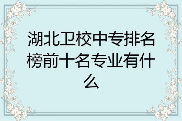 湖北卫校中专排名榜前十名专业有什么