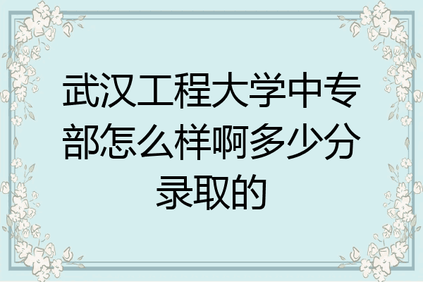 武汉工程大学中专部怎么样啊多少分录取的