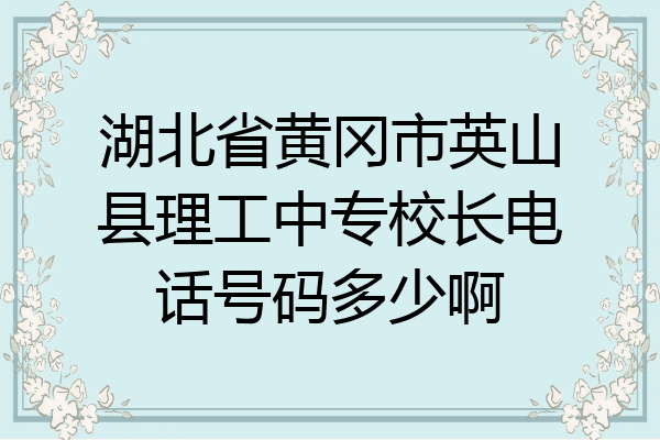 湖北省黄冈市英山县理工中专校长电话号码多少啊