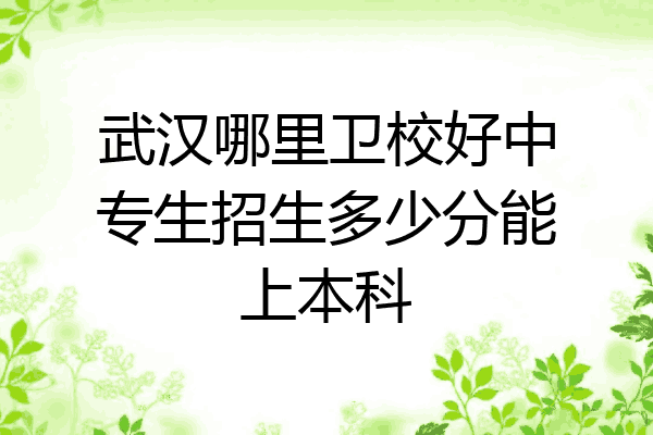 武汉哪里卫校好中专生招生多少分能上本科