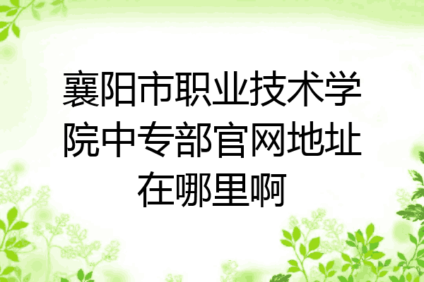 襄阳市职业技术学院中专部官网地址在哪里啊