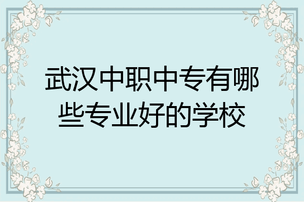 武汉中职中专有哪些专业好的学校